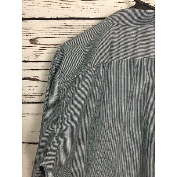 Michael Kors Dress Shirt XL Slate Blue White Pinstripe Long Sleeve Button Down - Picture 7 of 12